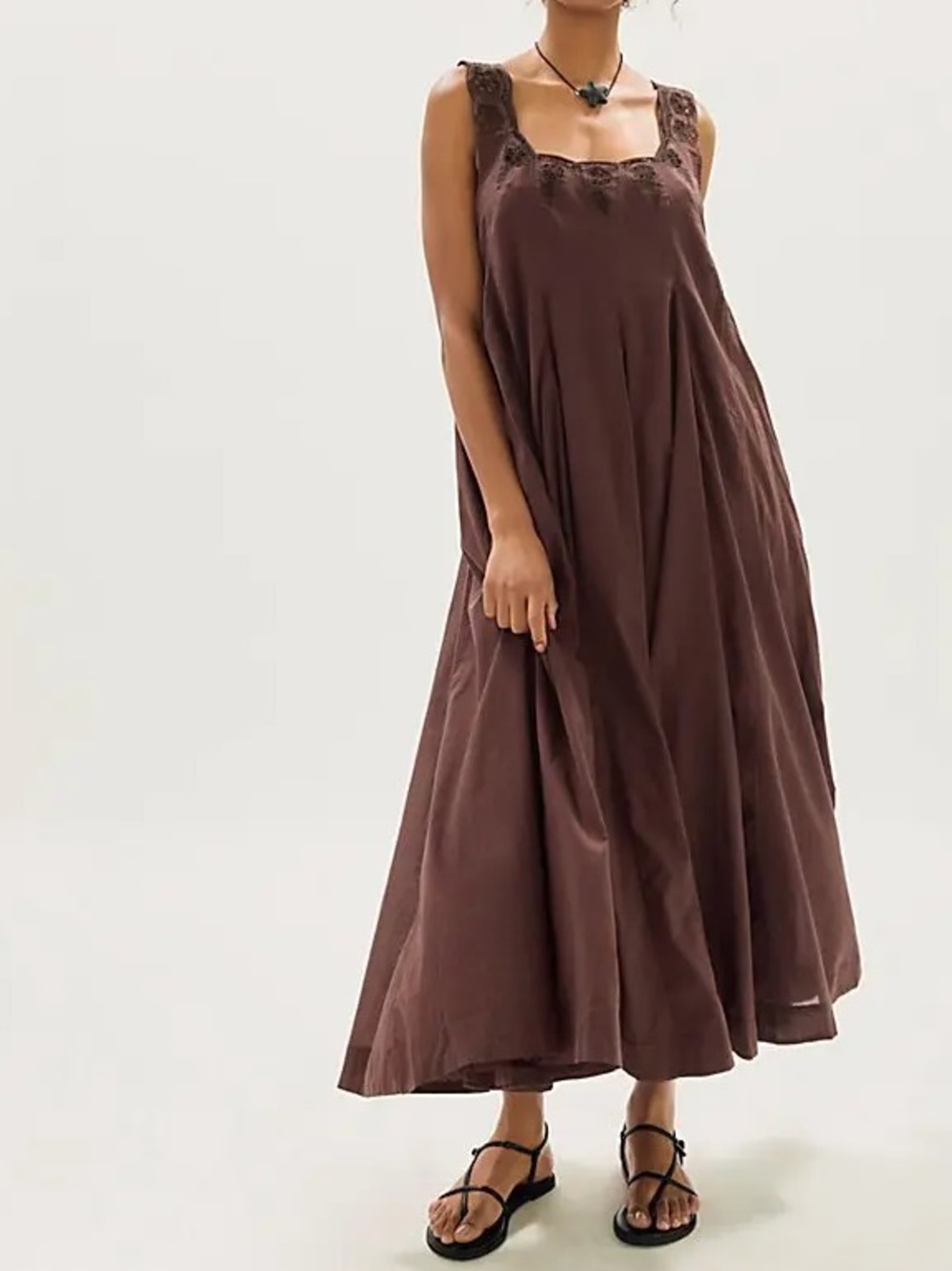 Free People To The Moon Maxi Dress in Mochaccino Brown NWT